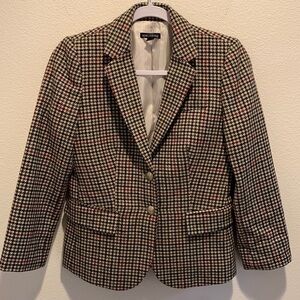 J. Crew Blazer. Mercantile. Herringbone. Wool/Poly Mat Combo. Crop length. Sz 2.
